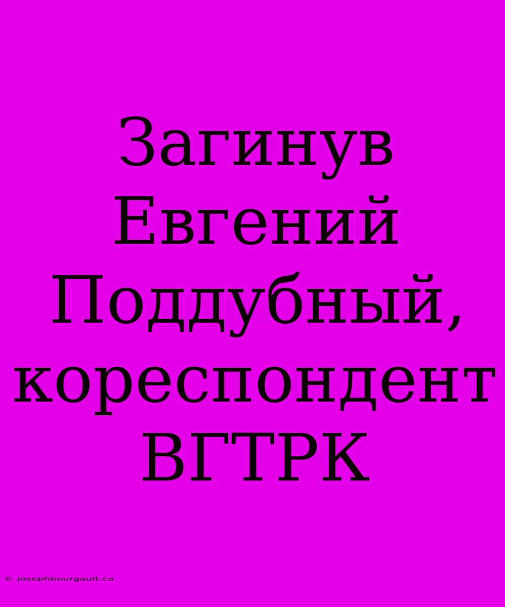 Загинув Евгений Поддубный, Кореспондент ВГТРК