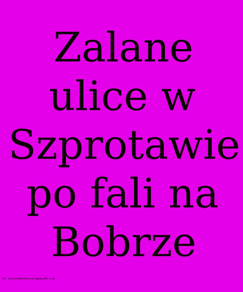 Zalane Ulice W Szprotawie Po Fali Na Bobrze