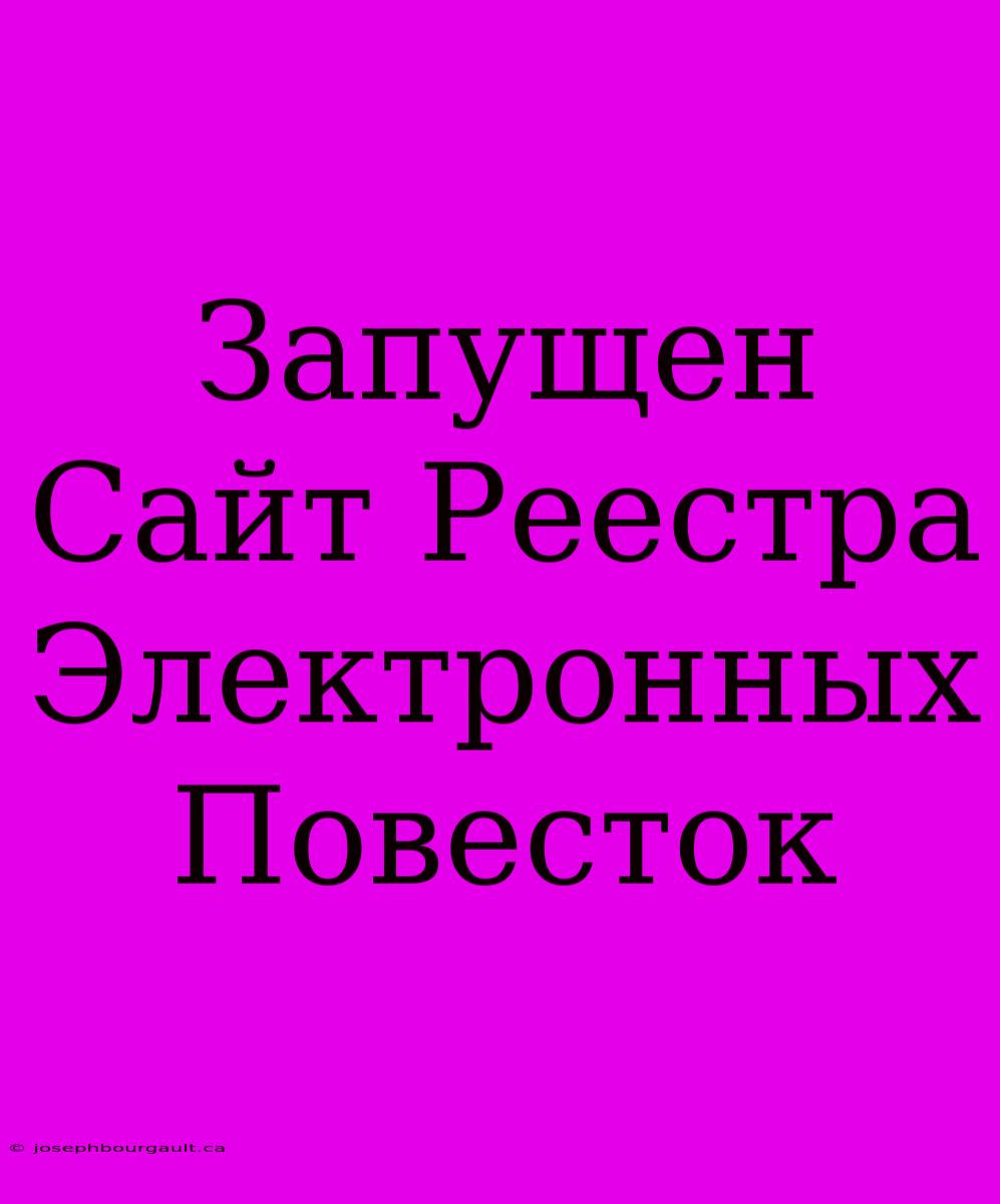 Запущен Сайт Реестра Электронных Повесток