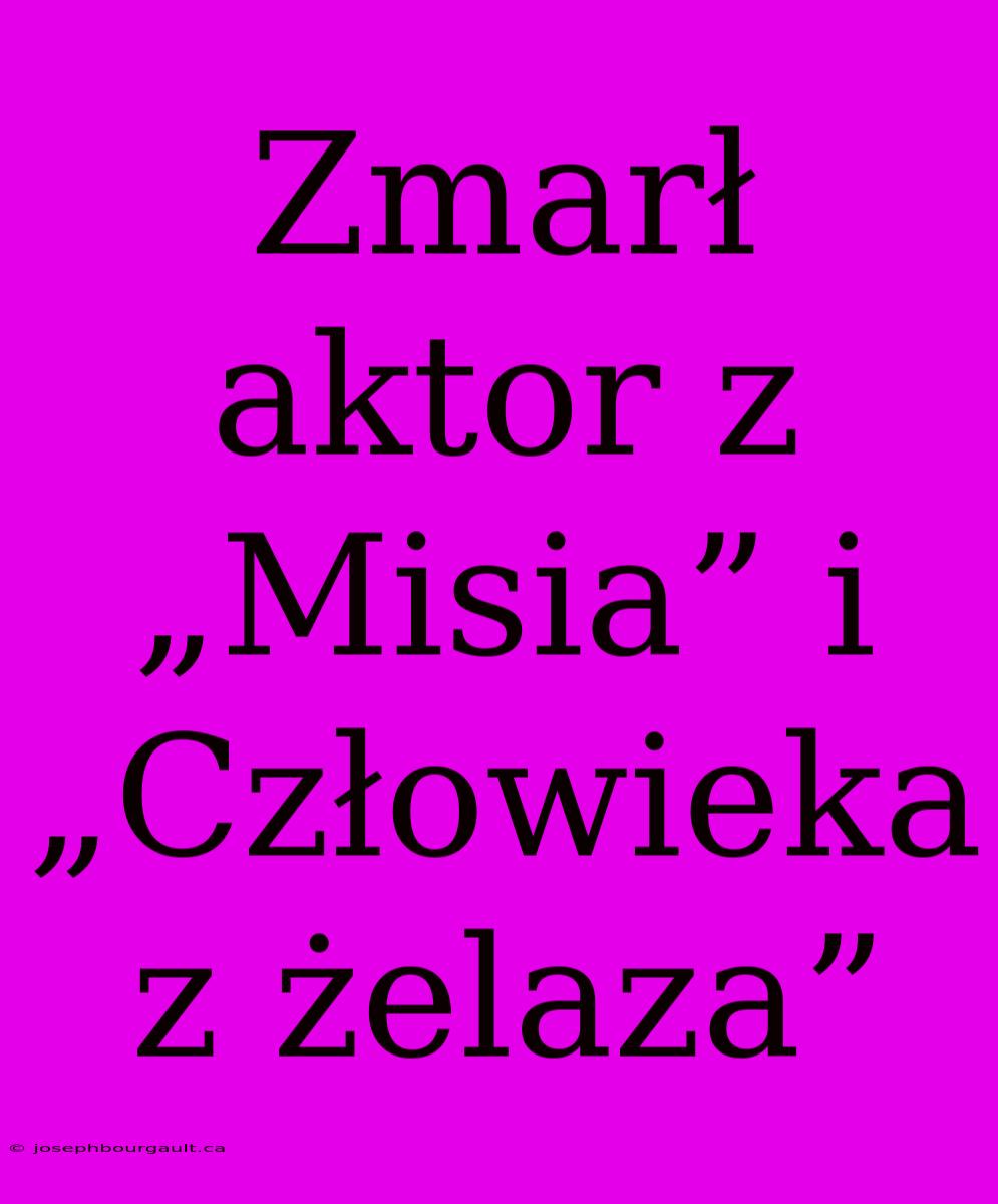 Zmarł Aktor Z „Misia” I „Człowieka Z Żelaza”