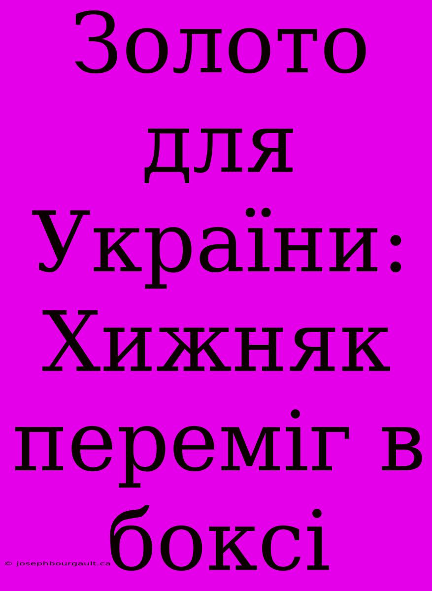 Золото Для України: Хижняк Переміг В Боксі
