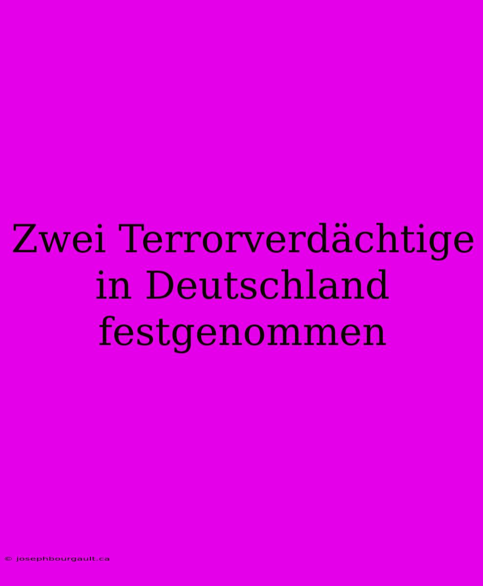 Zwei Terrorverdächtige In Deutschland Festgenommen